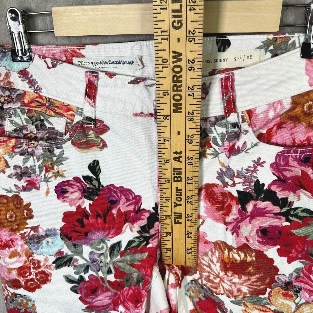 Anthropologie Pilcro Floral Mid Rise Skinny Jeans Size 28 Bloomcore Cottage Boho - Picture 8 of 13